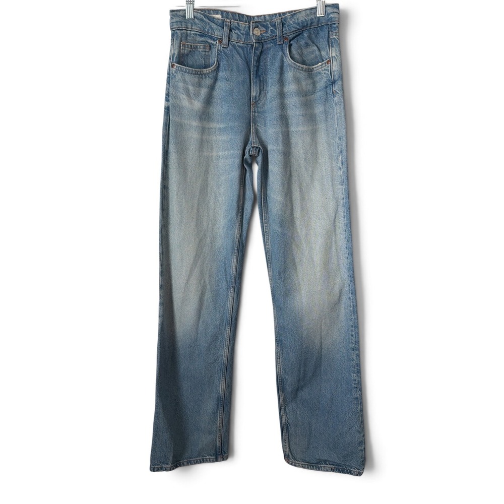 Zara Women Light Wash High Rise Straight Leg Denim Jeans Size 4